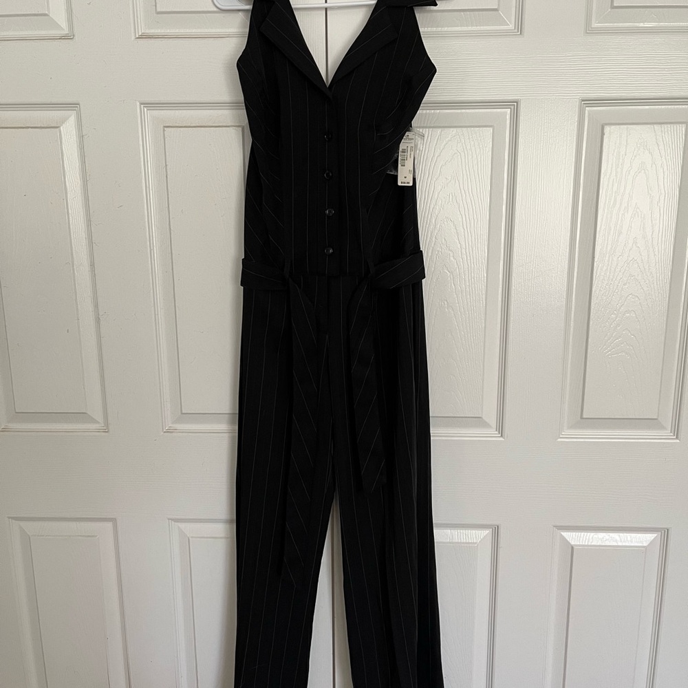 Bisou Bisou Black Halter Jumpsuit with V-Neck